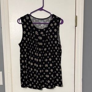 Cato Black and Cream Patterned Tank Top